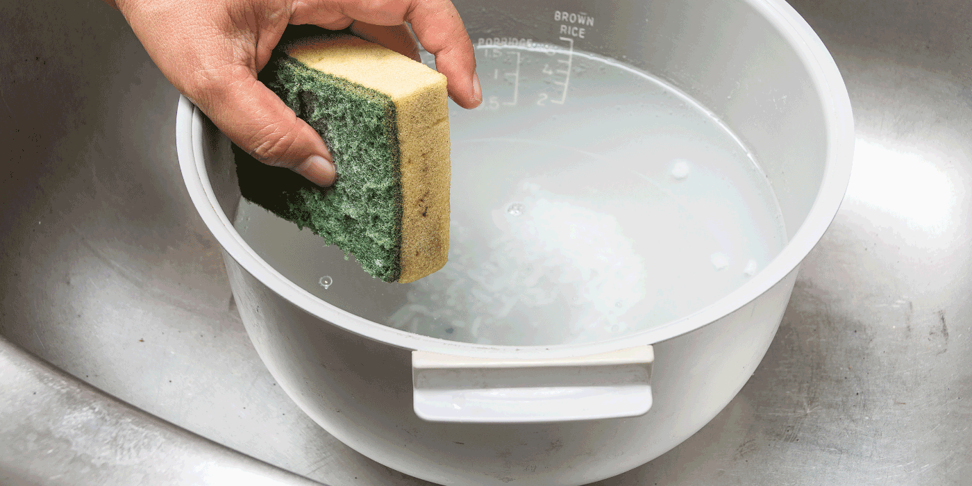 what are the essential tools for cleaning and maintaining a rice cooker after use