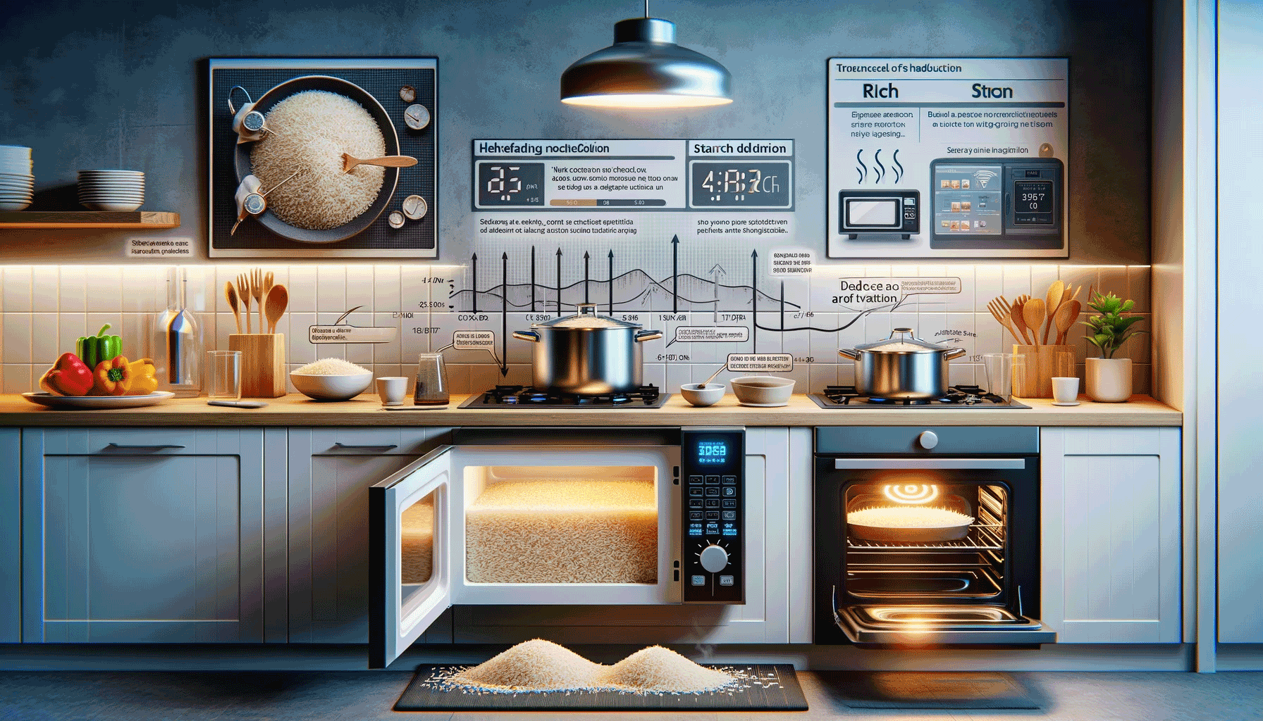 does reheating rice decrease the starch