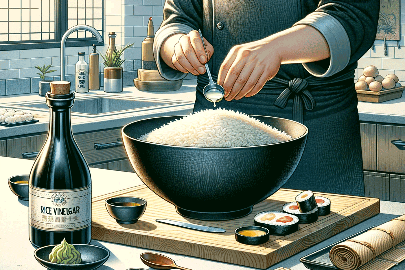 how much rice vinegar for sushi rice