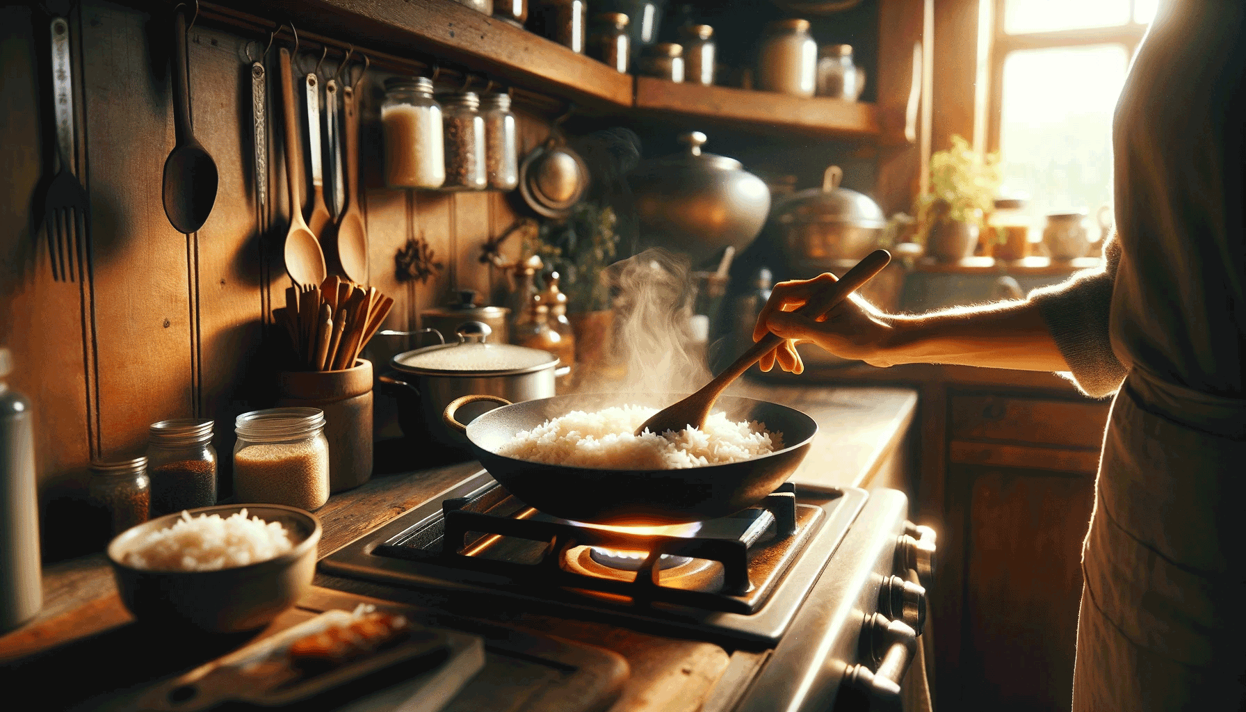reheating rice in pan