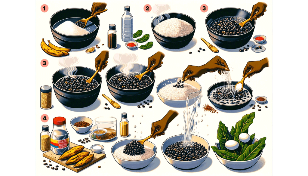 step produce instructions of waakye recipe