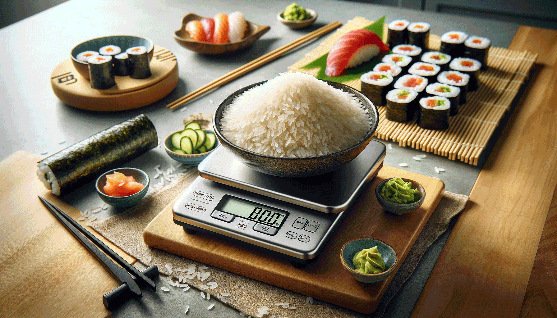 how much dry rice per sushi roll