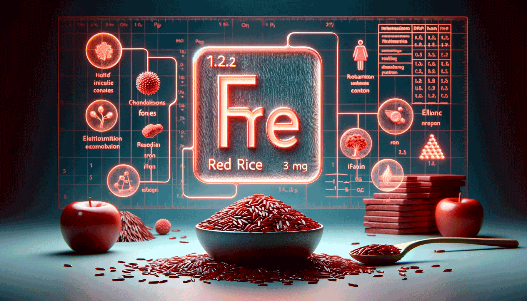 how much iron in red rice