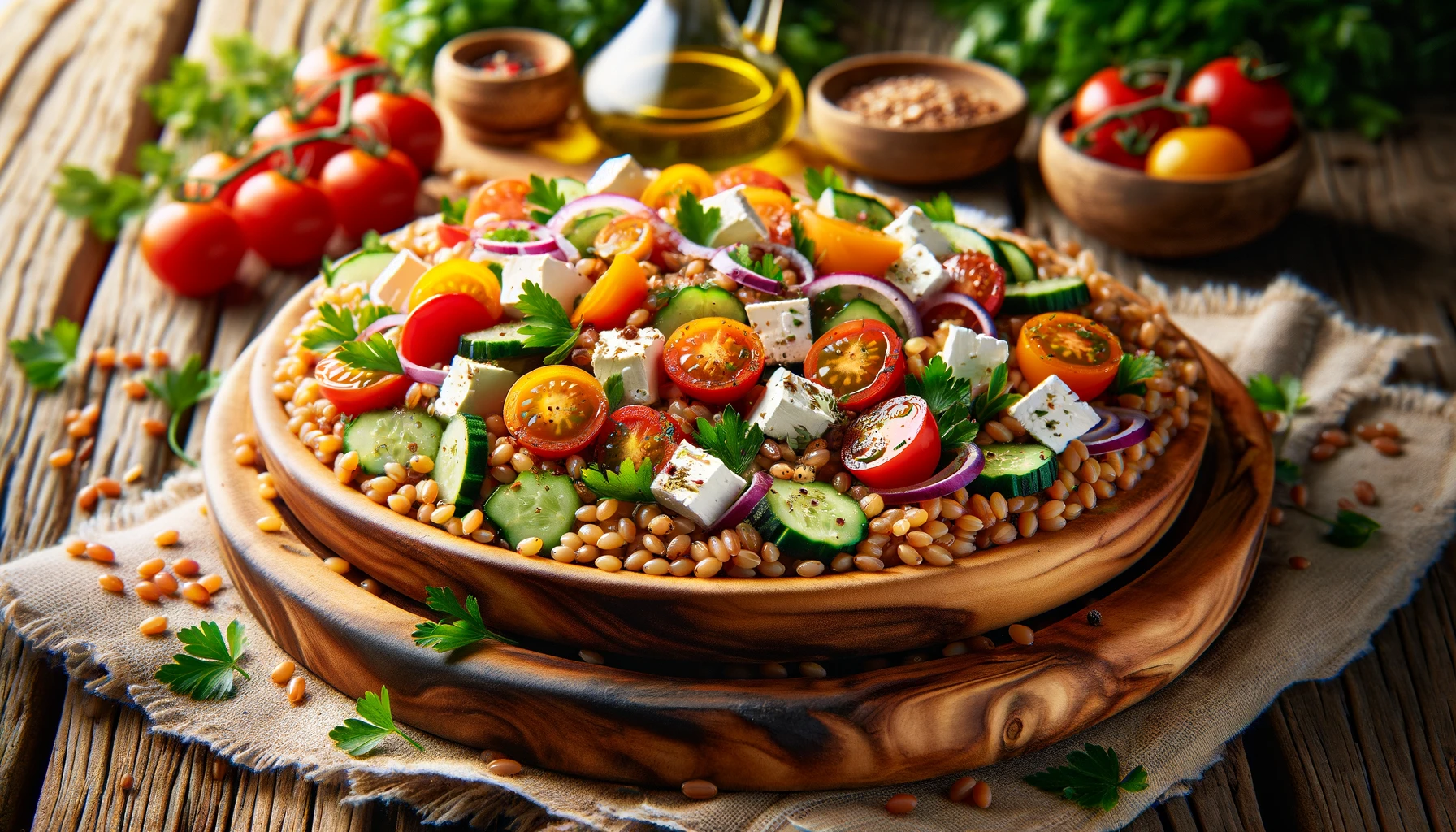 wheat berry salad with feta