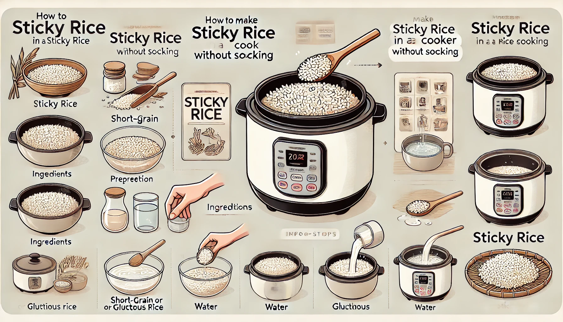 how to make sticky rice in rice cooker without soaking