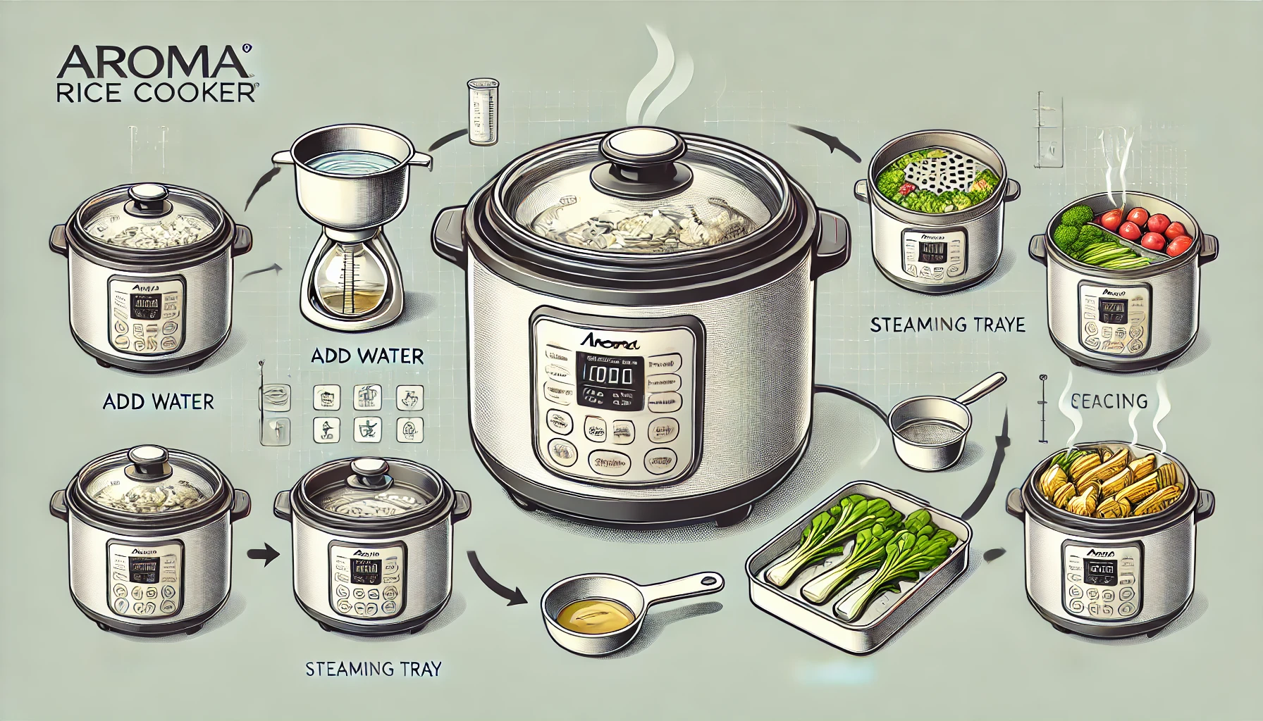 aroma rice cooker steam instructions