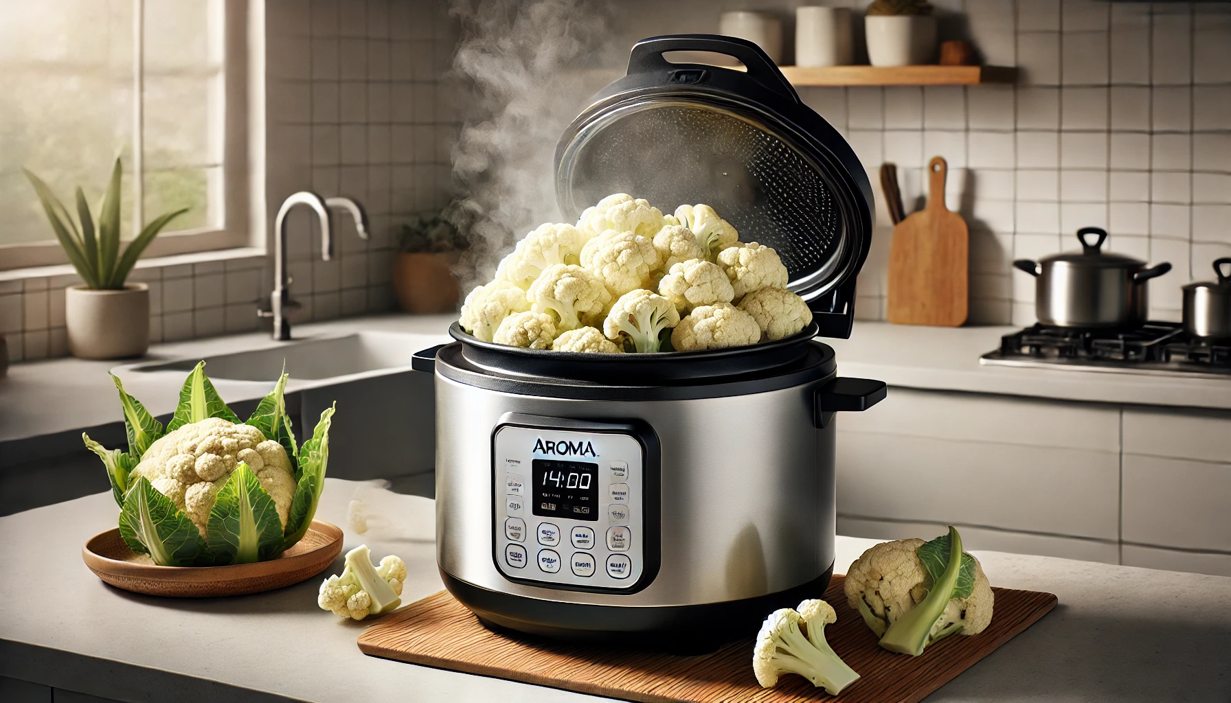 how do you steam cauliflower in aroma rice cooker