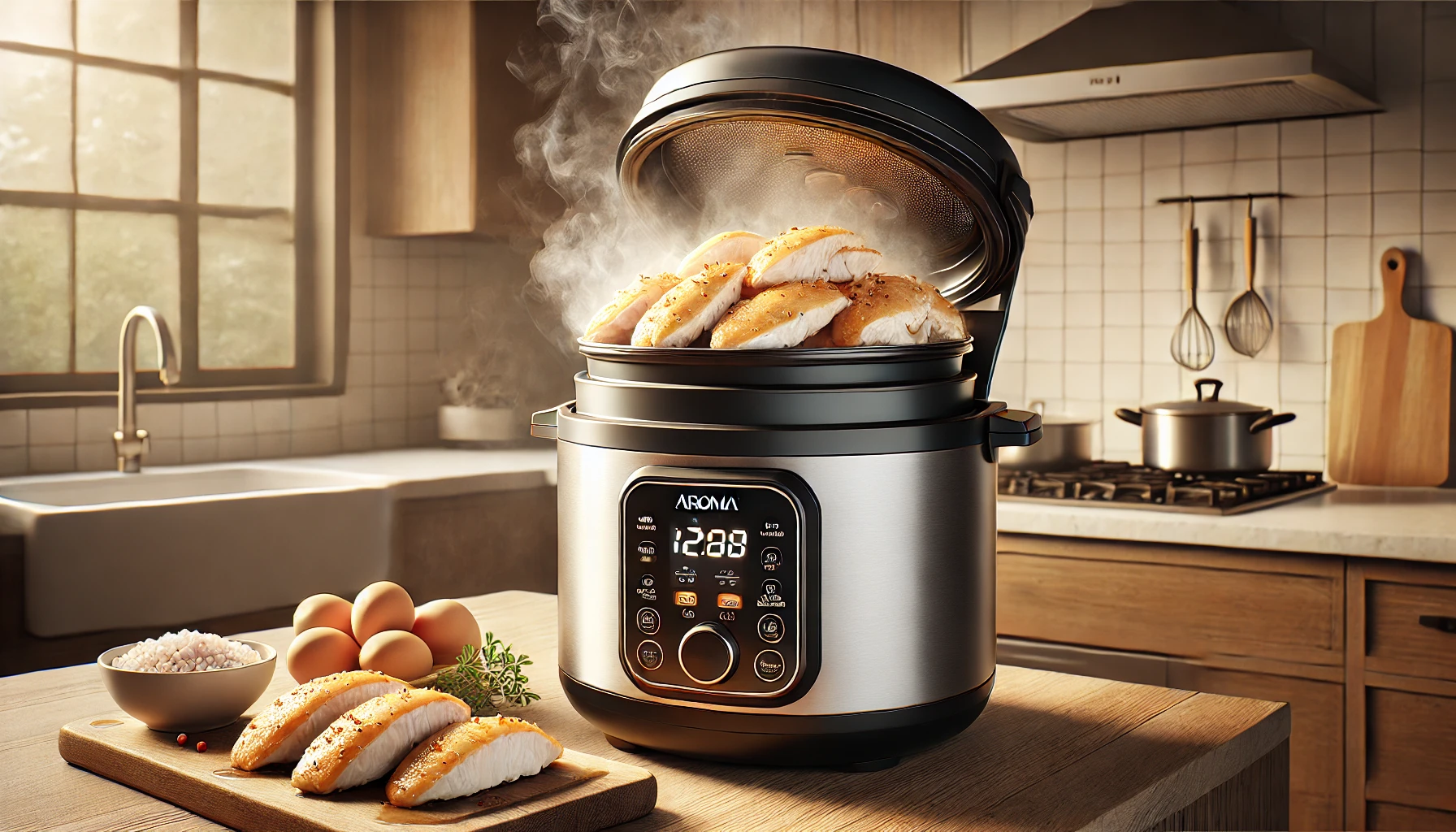 how do you steam chicken in a aroma rice cooker