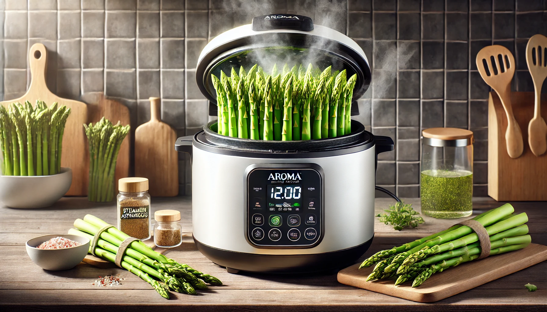 how long to steam asparagus in aroma rice cooker