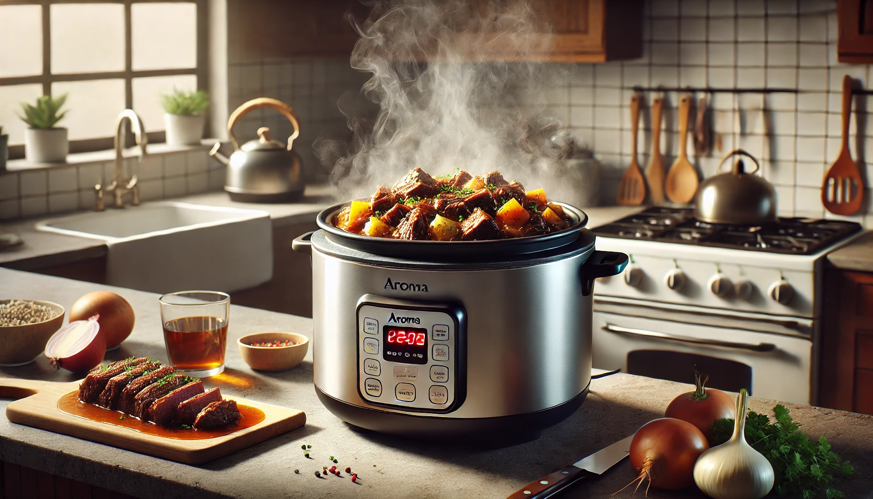 how to make beef stew in aroma rice cooker