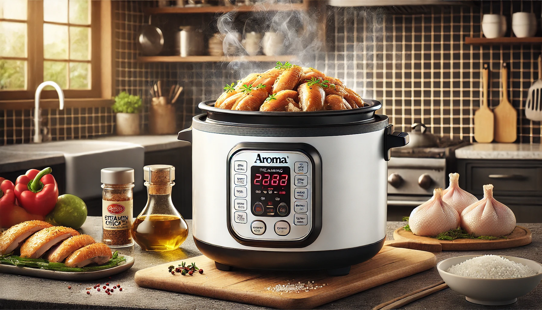 how to steam chicken in aroma rice cooker