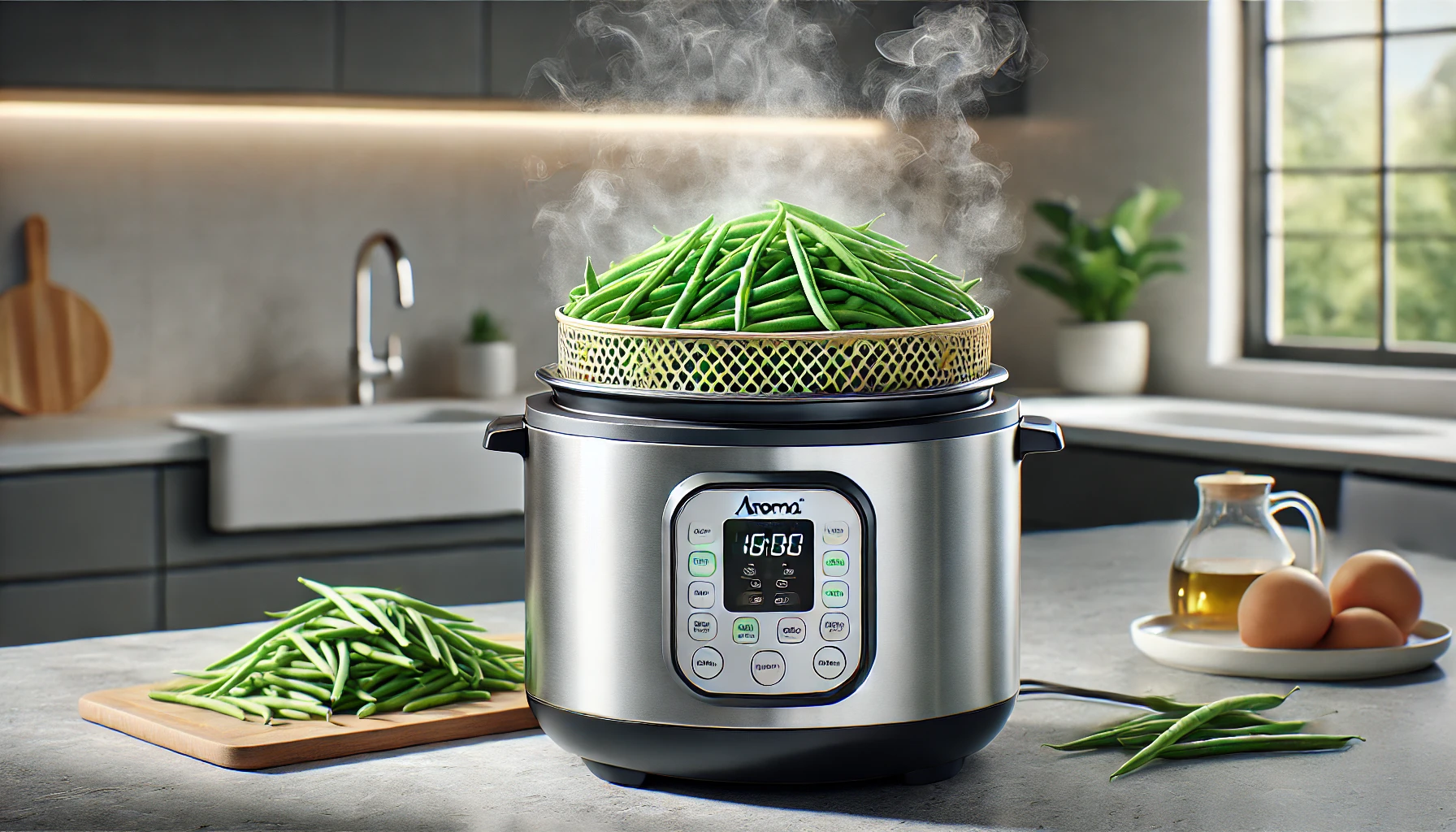 how do you steam green beans in a aroma rice cooker