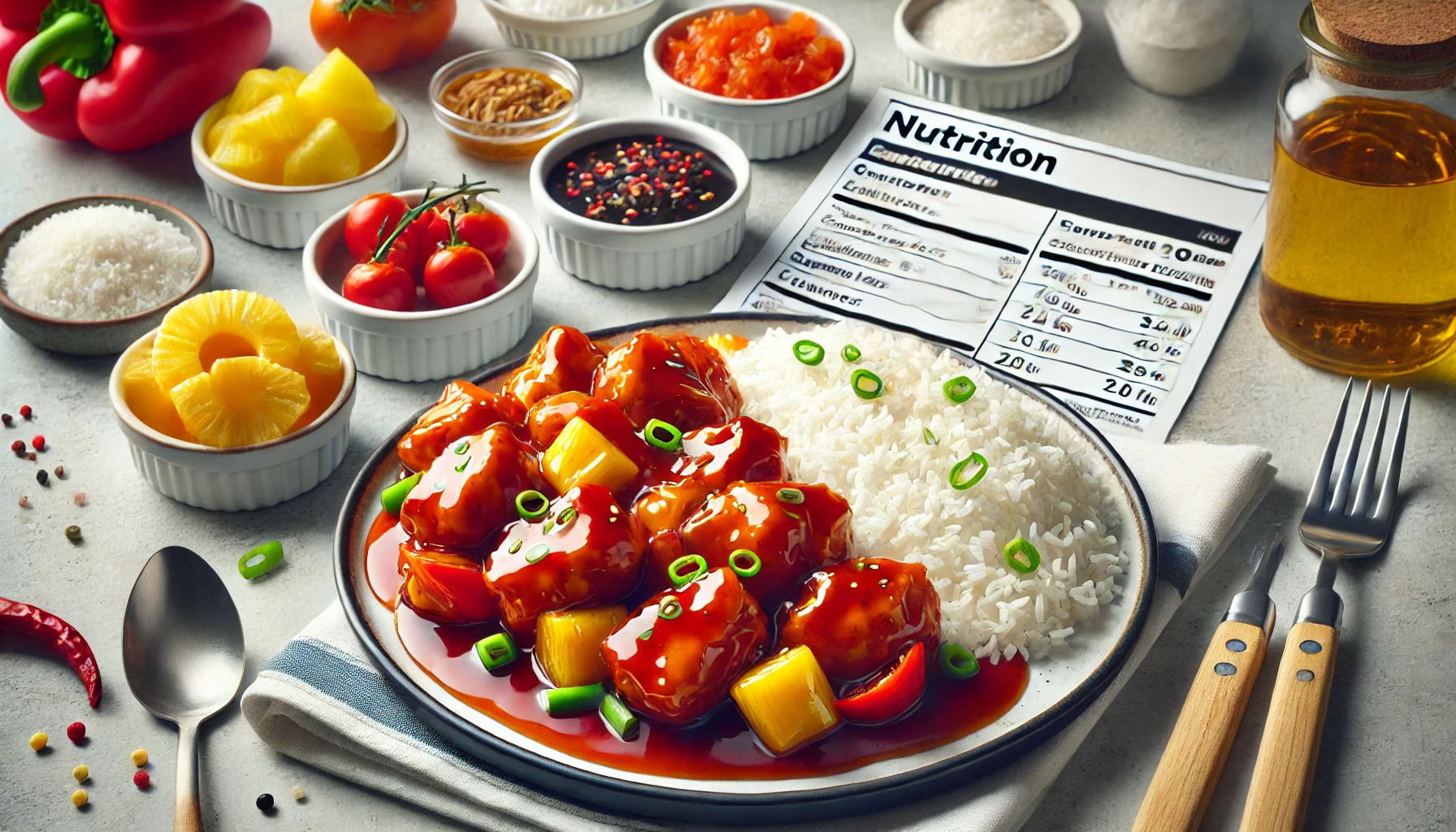 How many calories are in sweet and sour chicken with white rice