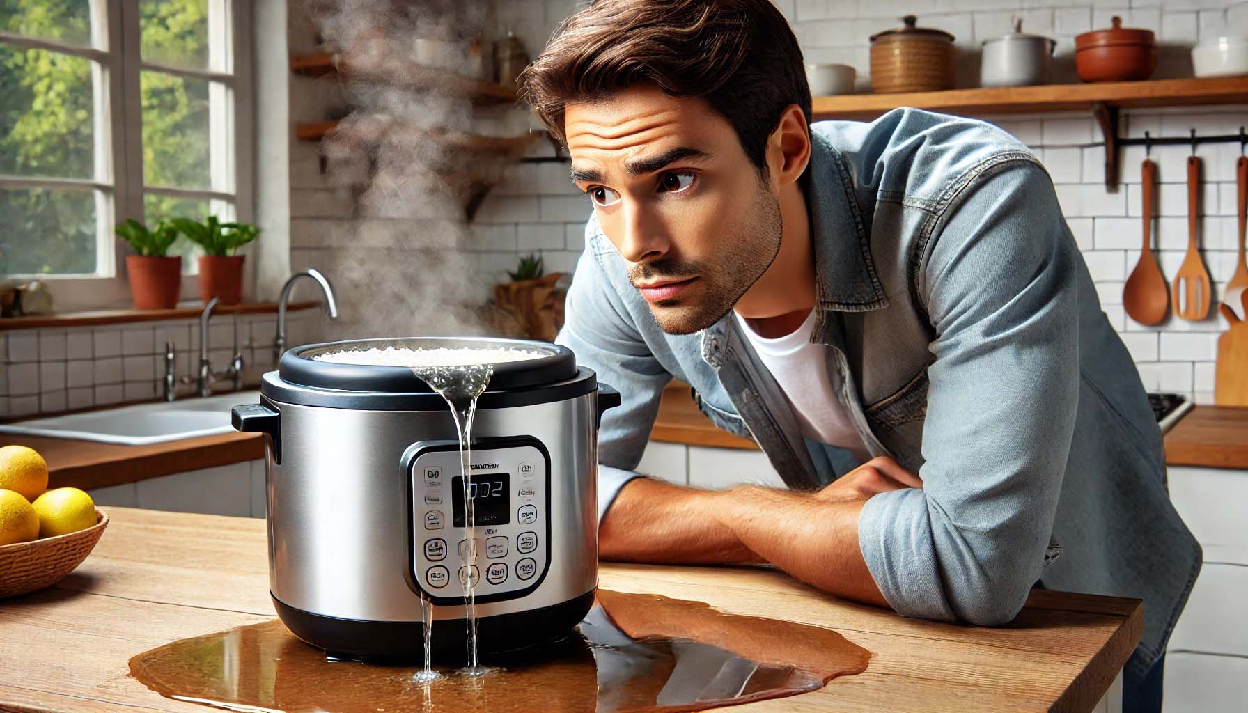 observing water boiling over in a compact digital rice cooker