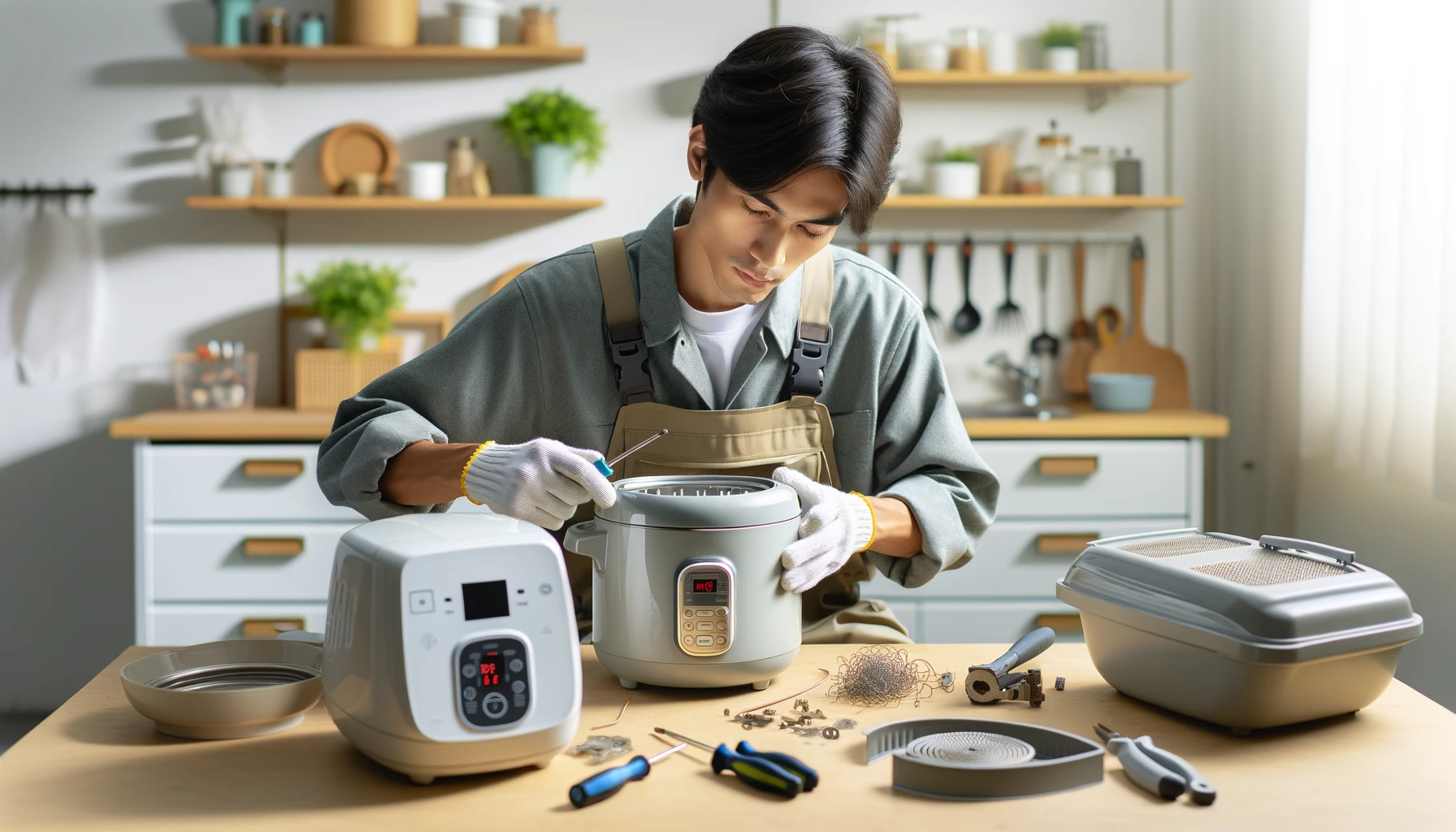 rice cooker technician replacing parts