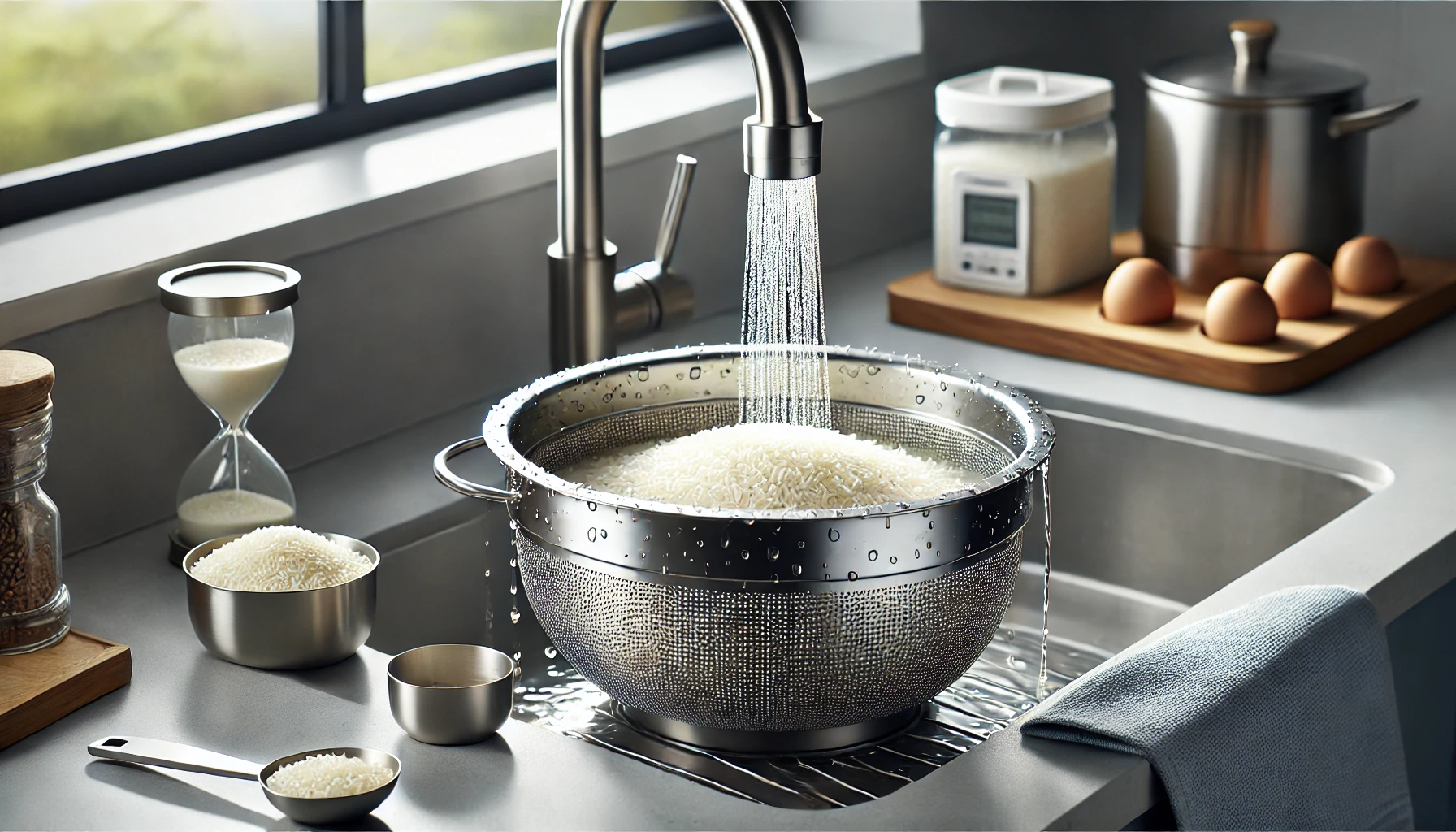 Stainless Steel Rice Washing Bowl with strainer