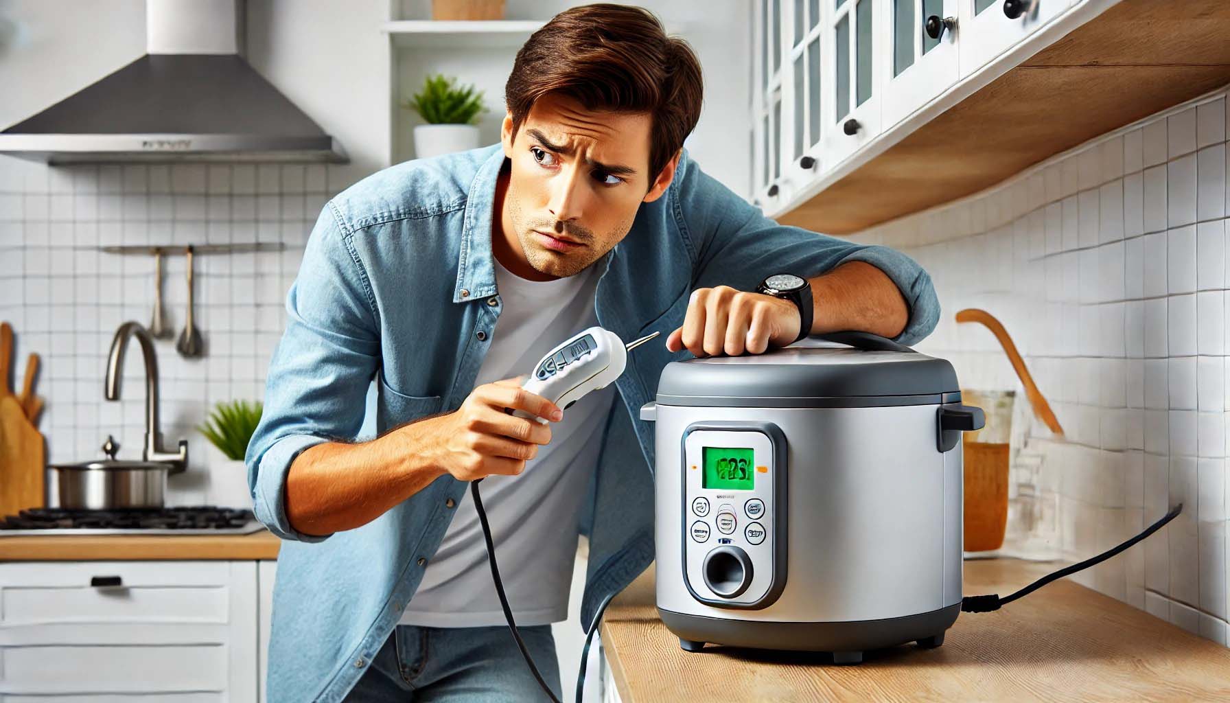 testing a rice cooker's power cord that is getting too hot