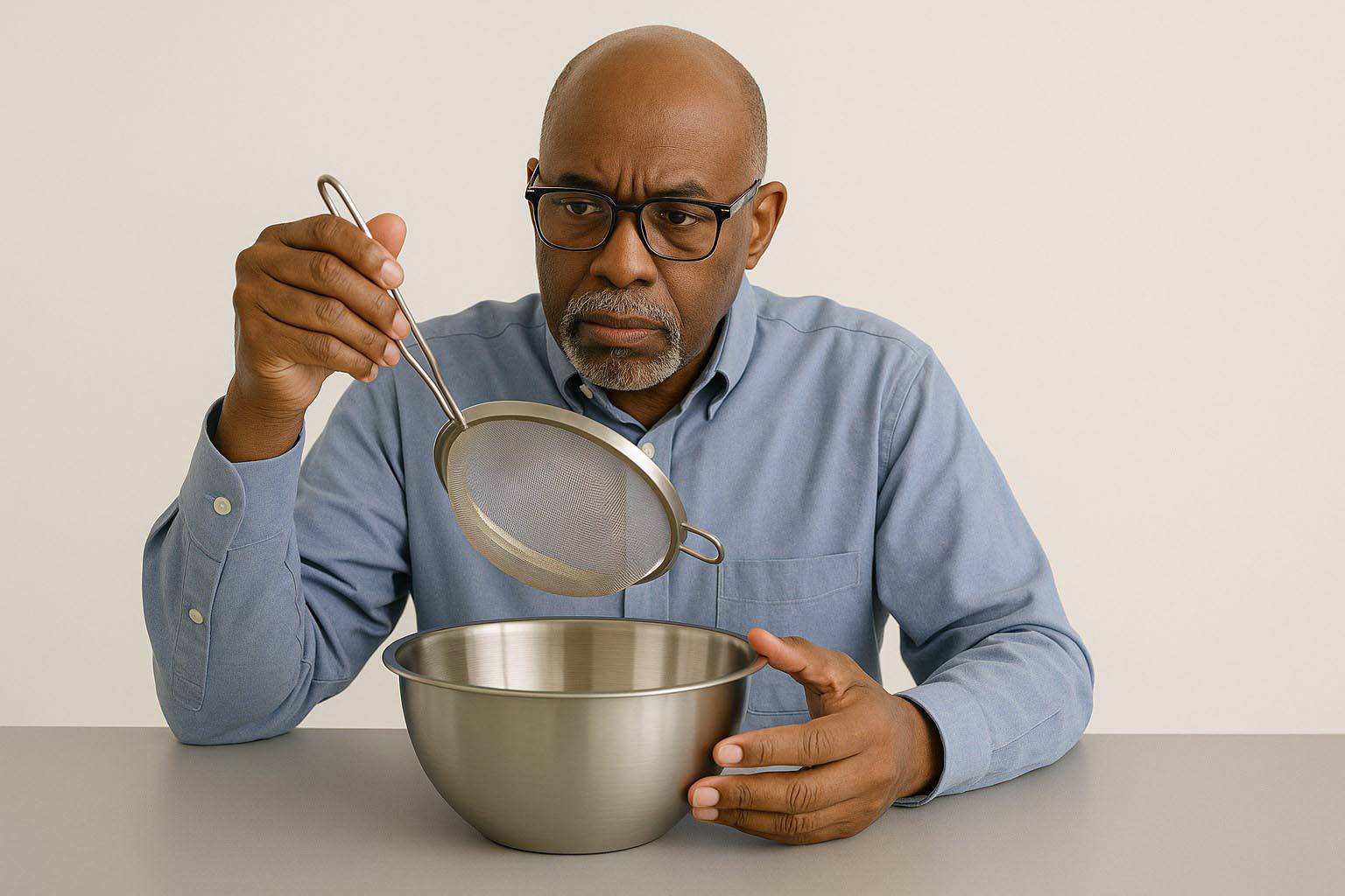 mixing bowl with strainer